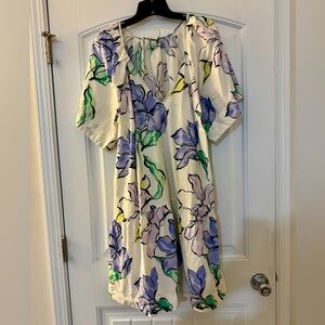 A New Day Floral Print Dress with Short Sleeves and Pockets Size XXL